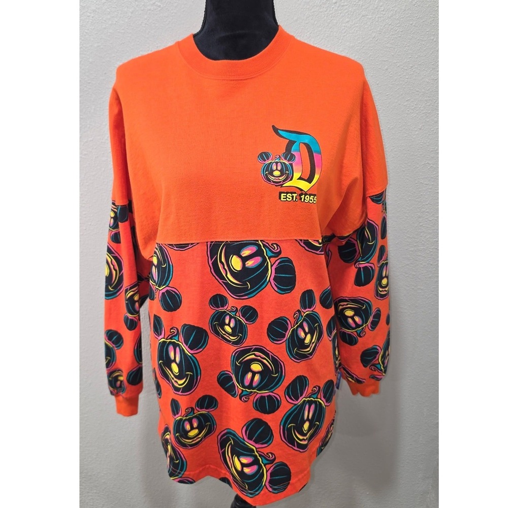 Disney Spirit Jersey Disneyland Halloween Mickey Pumpkin Orange Neon XS